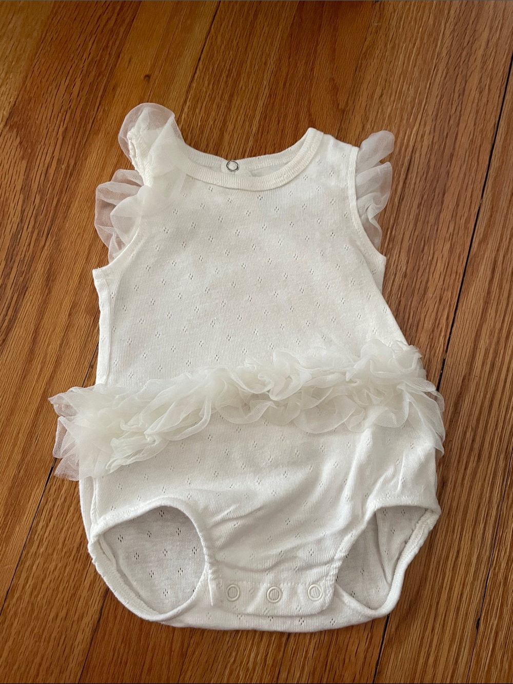 Baby Girls' Cream Ruffle One-Piece Bodysuit with Tulle Trim